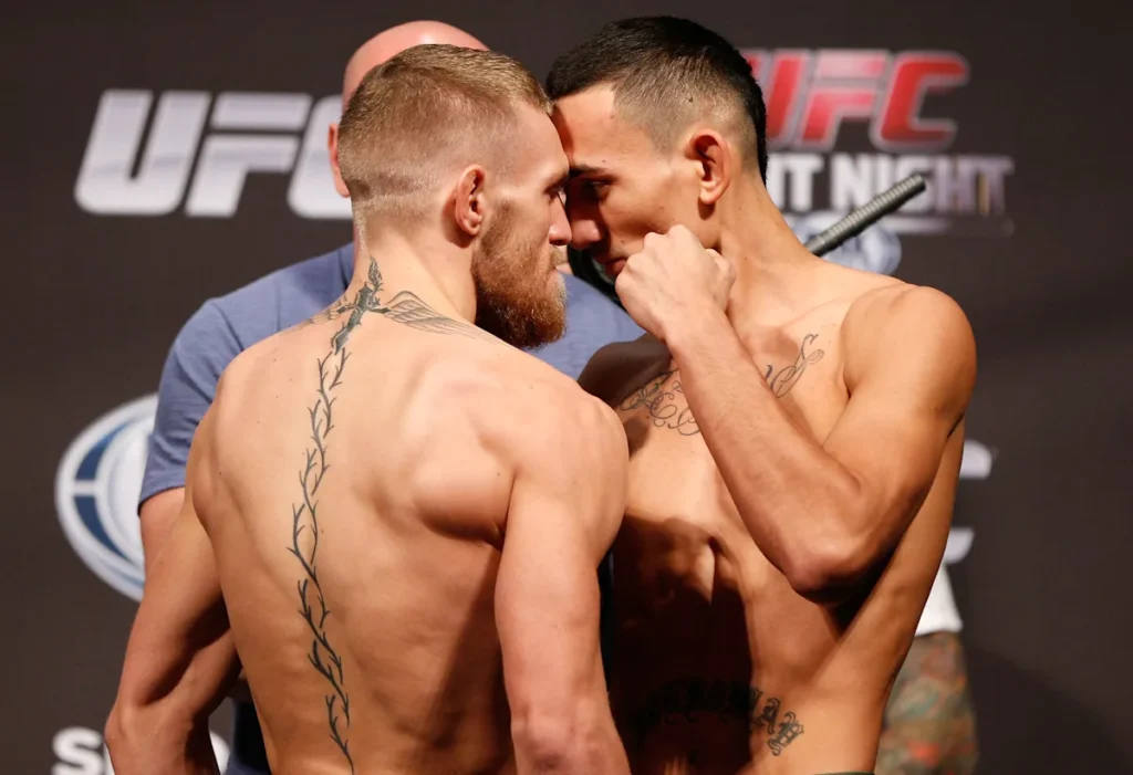 ‘You’re not going to lay a glove on me’: Conor McGregor, Max Holloway trade insults in first face-to-face showdown ahead of UFC 329
